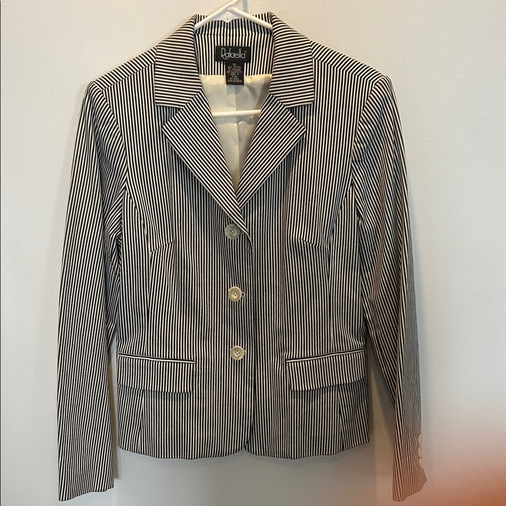 Rafaella Women's Striped Blazer in Black and White
